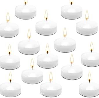50 Pack Floating Candles, 2'' White Unscented Dripless Wax Burning Candles, for Cylinder Vases, Weddings, Party and Holiday