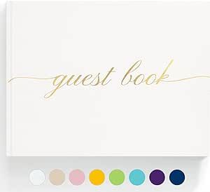 Elegant Wedding Guest Book - Perfect for Wedding Receptions, Baby Showers, Birthdays and Special Events - Polaroid Guest Book with 110 Lined Pages for Sign-in and Photos -Hardcover (White)