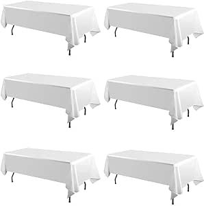6 Pack Rectangle Tablecloth 60 x 102 Inches Polyester White Table Cloth,Wrinkle Resistant Washable Fabric Table Covers for Party,Wedding Banquet and Camping Decoration