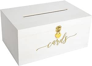 Wedding Card Box - White with Gold Sign - Secure Wedding Cards Box with Lock - Card Box for Wedding - Wedding Card Boxes for Reception - Wedding Decor - Best Way To Keep Cards Safe