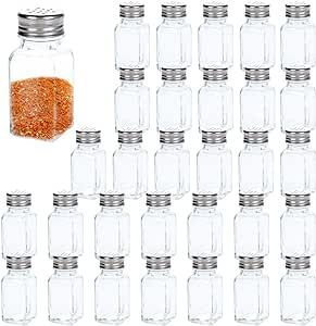 30 Pepper Glass Salt and Pepper Shaker Set 2.7oz Small Spice Shaker with Mesh Top Clear Glass Salt Shakers Glass Cheese Shaker for Storing Pepper, Sugar for Wedding Table Party