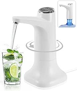 Desktop Water Dispenser for 5 Gallon Bottle, Portable Detachable Mini Water Dispenser with 1200mAh Battery, Smart Quantitative Automatic Water Dispenser Countertop for Home, Office and Outdoor, White