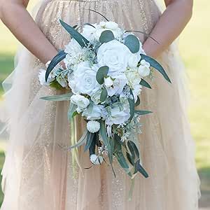 11 Inch White Wedding Bride Bouquet, Wedding Bride Level Collaborating Flowers, Bride Simulation Bouquet