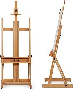 VISWIN Large H-Frame Easel 53"-91 "H, Hold Canvas up to 78", Premium Beech Wood Easel Stand for Painting with Larger Storage Tray, Adjustable Floor Art Easel for Adults, Artists - Natural