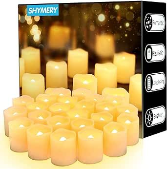 SHYMERY Flameless Votive Candles,50 Pack Flickering Electric Fake Battery Operated LED Candles,200+Hour Long Lasting LED Tea Lights for Wedding,Halloween,Christmas,Party and Holiday Decoration