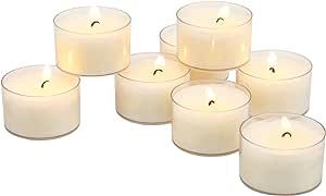 Stonebriar Bulk 96 Pack Unscented Smokeless Long Burning Clear Cup Tea Light Candles with 6 to 7 Hour Extended Burn Time