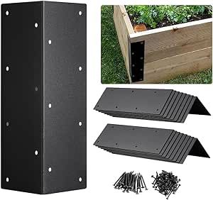 Airsnigi 16 Pieces Raised Garden Bed Corner Brackets, 11'' x 3'' x 3'' Metal Garden Corner Bracket Decorative, L Bracket Heavy Duty Corner Brace for Furniture Flower Vegetable Planter