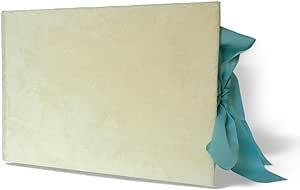 Deluxe Luxury Velvet Guest Book (80 Pages) - Sign-in Registry Guestbook & Keepsake & Polaroids Album Book – Velvet Hard Cover with Silk Ribbon - 10” x 7" (Champagne White)