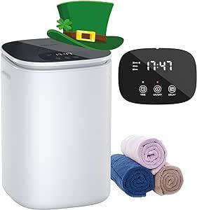 DOACE Towel Warmer Bucket, 26L Large Hot Towel Warmer with LED Display, Heat Timer 20/40/ 60 Min Adjustable, Up to 24 Hour Delay Timer, Fits Up to Two Oversized Towels - PJ, Bathrobe, Black White