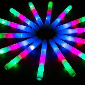 Foam Glow Sticks Bulk, 174 Pack Giant Foam Sticks with 3 Modes Colorful Flashing, Glow in the Dark Party Supplies for Wedding, Raves, Concert, Camping, Sporting Events