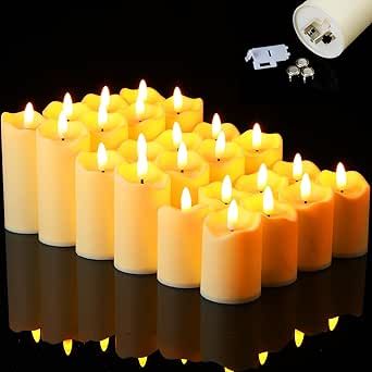 24 Pcs Valentines Flameless Candles Warm White Red Pillar Candles Battery Operated Candles Plastic Fake LED Candles for Home Birthday Wedding, 2.8'' 3.5'' 4.3'' H(White)