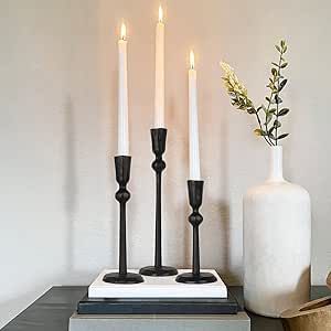 Iron Taper Candle Holder - Set of 3 Decorative Candle Stand, Candlestick Holder for Wedding, Dinning, Party