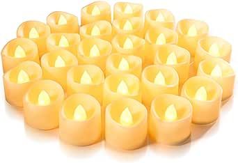 Homemory 24-Pack Flameless LED Tea Lights Candles Battery Operated, 200+Hour Fake Electric Candles TeaLights for Votive, Aniversary, Wedding Centerpiece Table Decor, Funeral, Halloween, Christmas