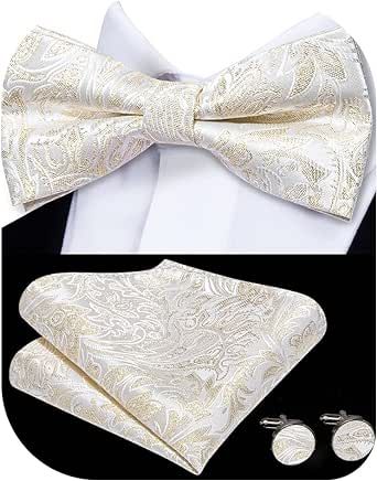 Dubulle Mens Silk Bow Tie and Pocket Square Set for Wedding Tuxedo …