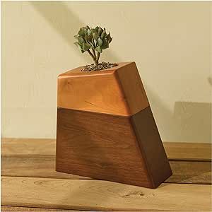 AspenStudio Plant Urn with Ceramic Pot with Magnetic Joint Solid Wooden Urn for Adult Human Ash Cremation Funeral Handcrafted Wood Urn Decorative Urn Large Urn Interior