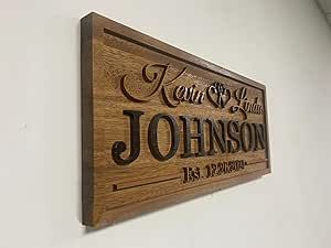Personalized Wedding Gift - Last Name Established Sign - Custom Wood Sign with 3D Couples Design | Family Name Signs |