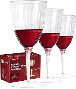 7.9 Oz Clear Wine Glasses 16 Pack, Hard Disposable Plastic Drink Glasses Ideal for Home Daily Life Party Wedding Toasting Drinking Wine (WG1-16)