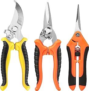 EWPJDK 3 Pack Garden Pruning Shears, Stainless Steel Garden Shears, Gardening Shears, Gardening Scissors, Garden Scissors, Garden Clippers, Pruning Snips, Pruning Shears for Gardening Garden Tools