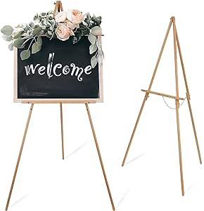 Wooden Easel Stand for Wedding Sign Poster Picture 63'' Beech Wood Display Easel for Floor Adjustable Painting Easel for Canvas
