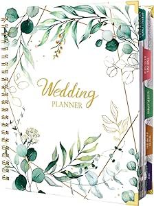 Wedding Planner & Organizer - Wedding Planner Book and Organizer for the Bride, 9.5" x 11.9" Diary Engagement Gift Book, Hardcover + Metal Corner + 5 Inner Pockets + Sticker + Elastic Closure - Floral