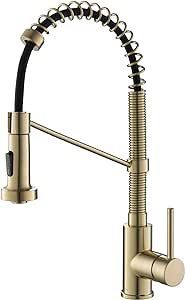 Kraus KPF-1610SFACB Bolden 18-Inch Single Handle Commercial Style Pull-Down Kitchen Faucet with Dual Function Sprayer, Spot Free Antique Champagne Bronze