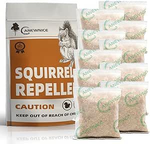 ANEWNICE Squirrel Repellent Pouches, Natural Squirrel Repellent Outdoor, Rodent Repellent, Squirrel Repellent for Attic and Cars, Squirrel Repellent for Plants and Garden - 10 Pouches