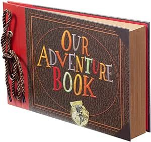 Scrapbook Photo Album,Our Adventure Book Scrapbook, Embossed Words Hard Cover Movie Up Travel Scrapbook for Anniversary, Wedding, Travelling, Baby Shower, etc (Adventure Book)