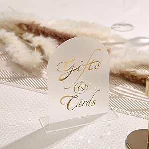 UNIQOOO 10 Pack Acrylic 5x7 Frosted Arch Table Sign for Wedding with Holders, 1/8 in Thick, DIY Blank Arch Sign Sheet Perfect for Decoration, Party,Anniversary, Event, Stand Included