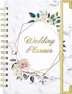 Wedding Planner - Wedding Planner Book and Organizer for the Bride with 5 Tabbed Sections, 6.5" x 8.75", Hardcover with Metal Corner + 5 Inner Pocket + Sticker + Notes Pages - Wedding Floral