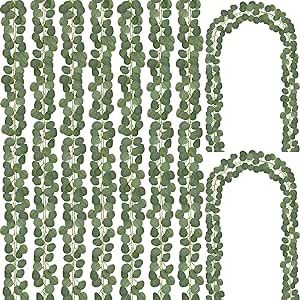 CQURE 14 Pack Eucalyptus Garland, Artificial Greenery Garland Spring Garland Faux Eucalyptus Leaves Table Garland Vines for Wedding Backdrop Fireplace Arch Door Wall Room Decor(98FT
