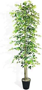 LCG Artificial Plants & Flowers - 10 Foot Ficus Tree in Growers Pot, Faux Artificial Plant for Office Desk Home Farmhouse Shelf Decor