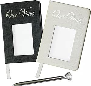 Vow Books with Diamond Pen, Vow Books for Wedding with Photo Insert, A6 Vow Books His and Hers, Vow Book with Box, His Her Vow Book, Vow Book His Her, Lined Vow Books, Wedding Vow Book