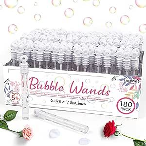 180 Pack Bubble Wands Bulk, Party Favors for Weddings, Valentine's Day, Anniversaries, Celebrations, Graduation, Birthday, Summer Toys Gift for Kids Toddler Adults by Inscraft