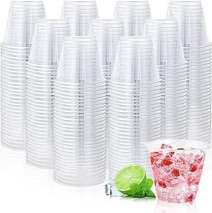 Lilymicky 1000 Pack 9 oz Clear Plastic Cups, 9 Ounce Disposable Plastic Drinking Cups, Crystal Clear PET Plastic Cups for Parties, Wedding, Christmas Day
