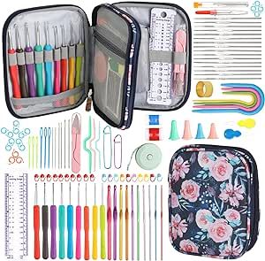115-Piece Crochet Hooks Set Crochet Hook Kit with Storage Case and Crochet Needle Accessories Crochet Needles Kit Hand Knitting Craft Art Tool for Beginners and Experienced Crochet Lovers