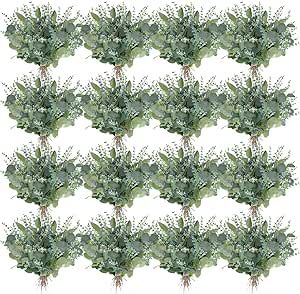 150 Pcs Mixed Eucalyptus Leaves Stems Bulk Silver Dollar Artificial Greenery Leaves Stems Fake Plant Branches for Wedding Bridal Bouquets, Floral Arrangements, Centerpiece, Home Decor